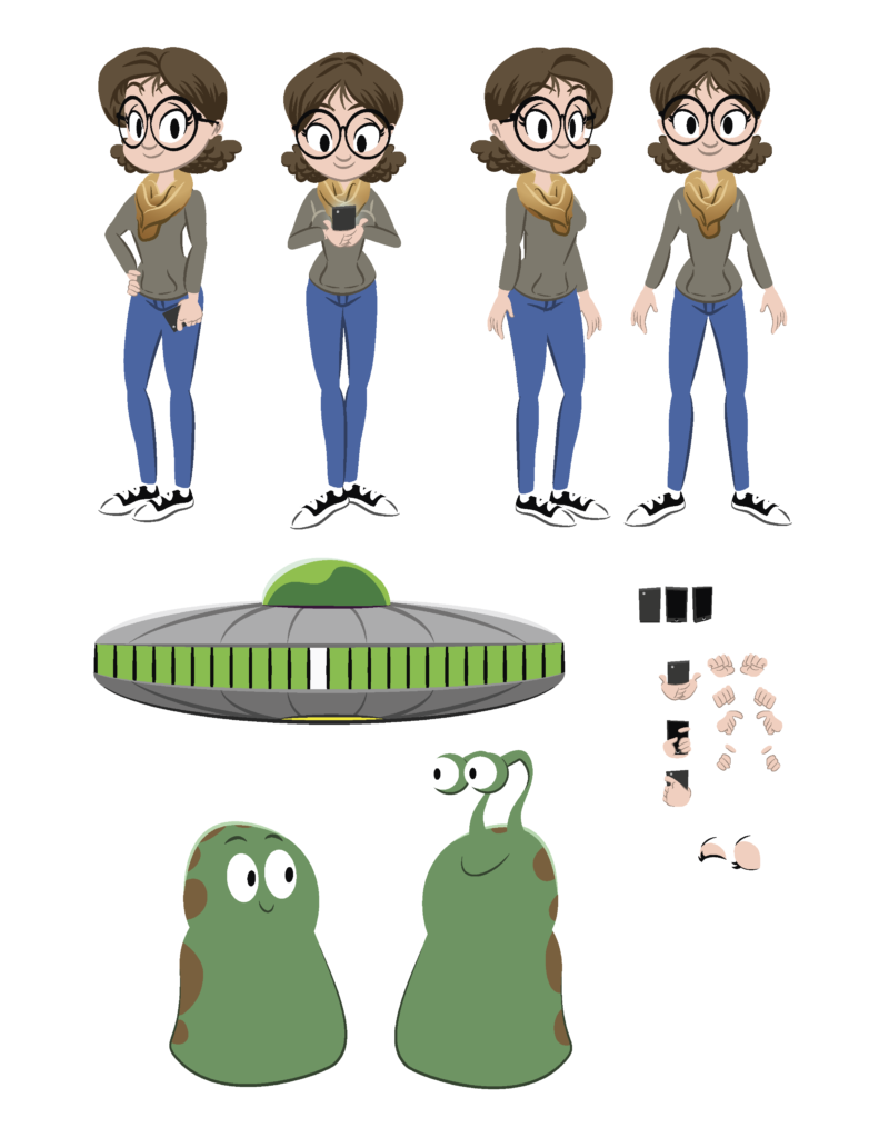 Character art for Alien abduction animation